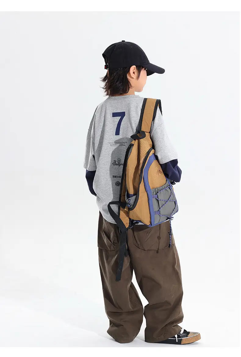 Kids Korean Style 2-Piece T-Shirt Set Grey Brown — feature 17