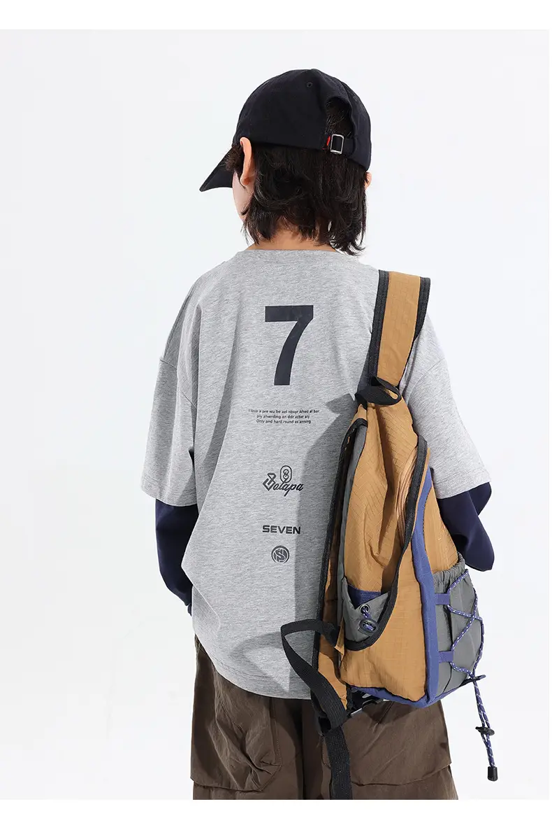 Kids Korean Style 2-Piece T-Shirt Set Grey Brown — feature 18