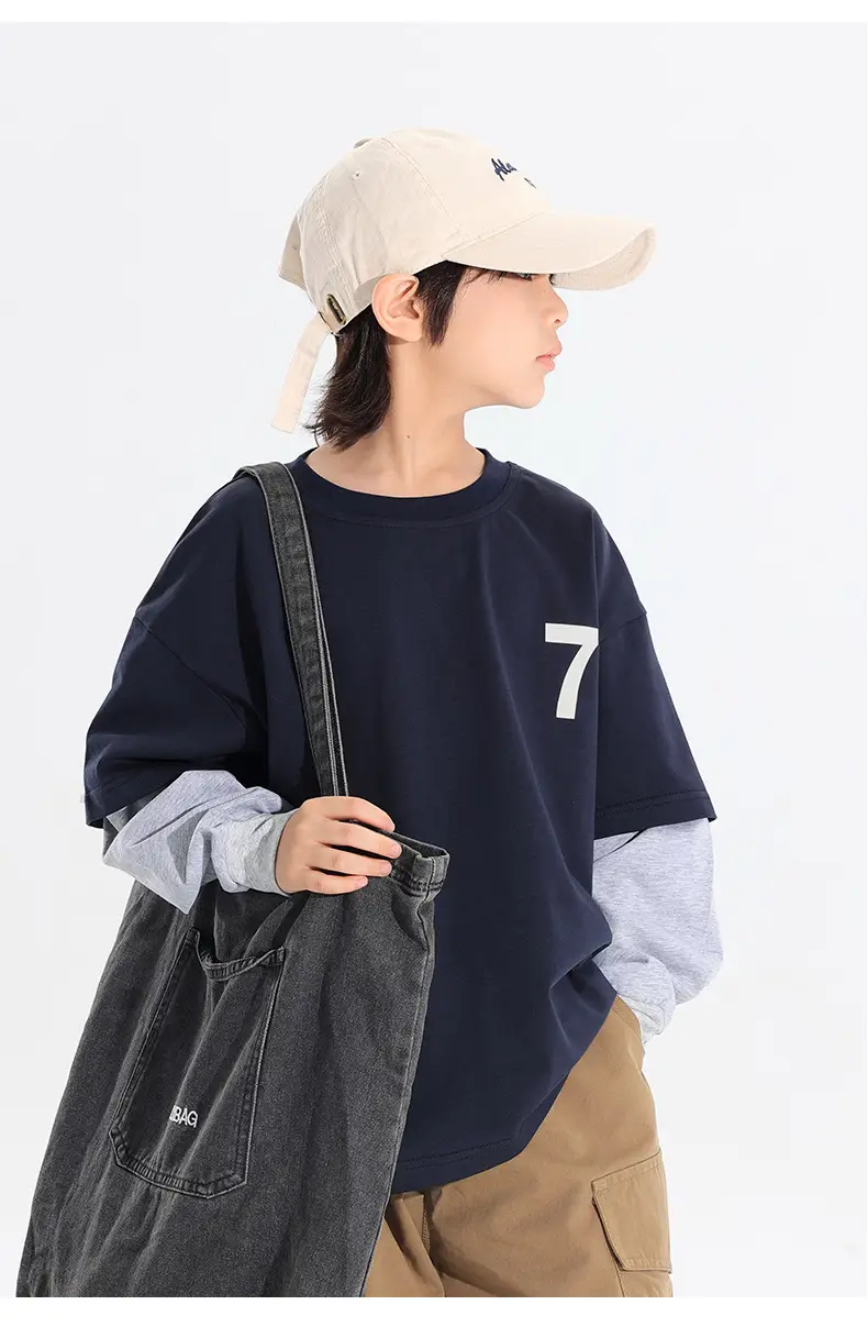 Kids Korean Style 2-Piece T-Shirt Set Grey Brown — feature 20