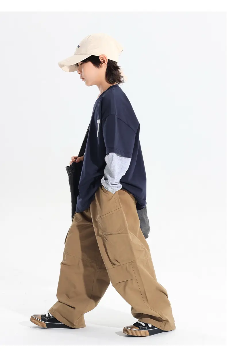 Kids Korean Style 2-Piece T-Shirt Set Grey Brown — feature 21