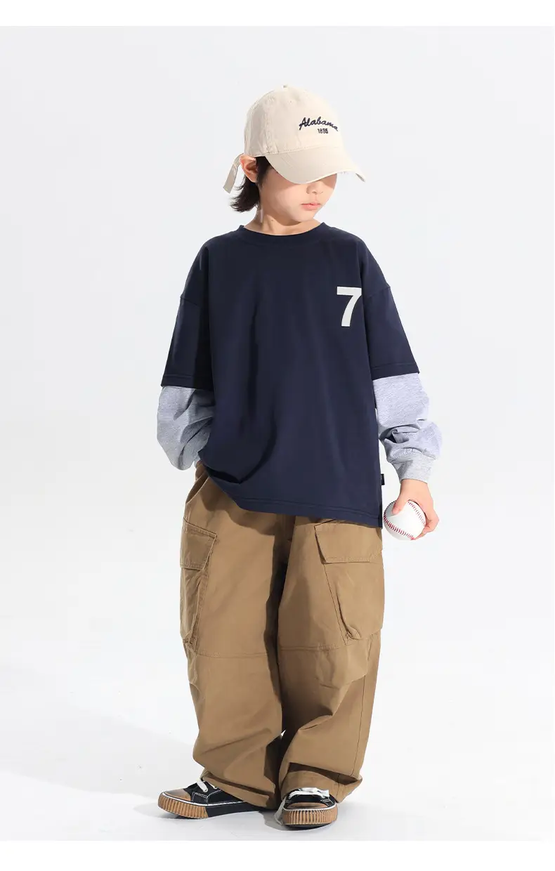 Kids Korean Style 2-Piece T-Shirt Set Grey Brown — feature 23