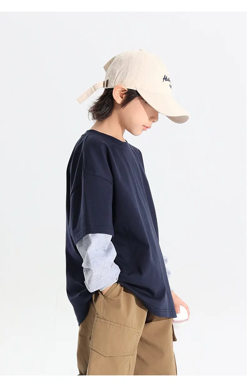 Kids Korean Style 2-Piece T-Shirt Set Grey Brown — feature 25