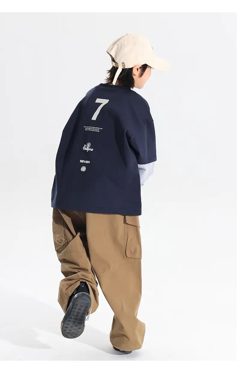Kids Korean Style 2-Piece T-Shirt Set Grey Brown — feature 26