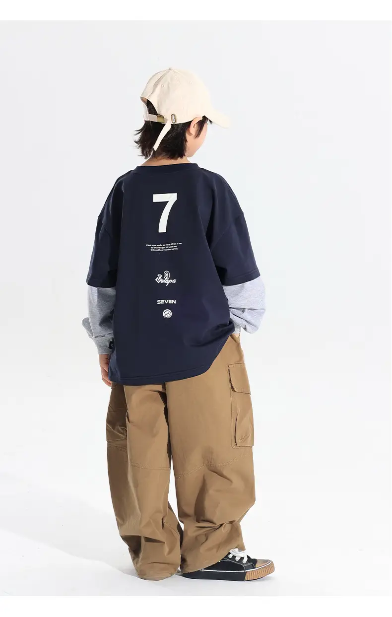 Kids Korean Style 2-Piece T-Shirt Set Grey Brown — feature 27