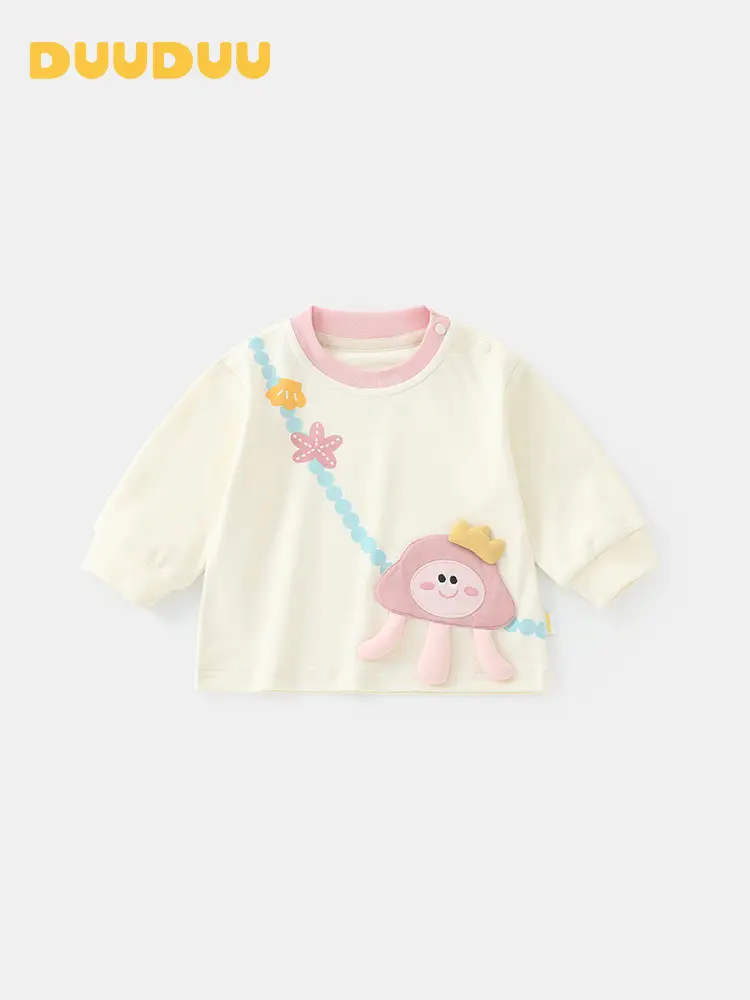 Duuduu Baby Girl Long Sleeve T-Shirt Cream