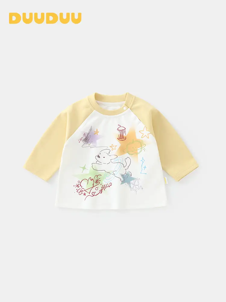 Duuduu Kids' Long Sleeve T-Shirt Yellow White Graphic Print - Image 5