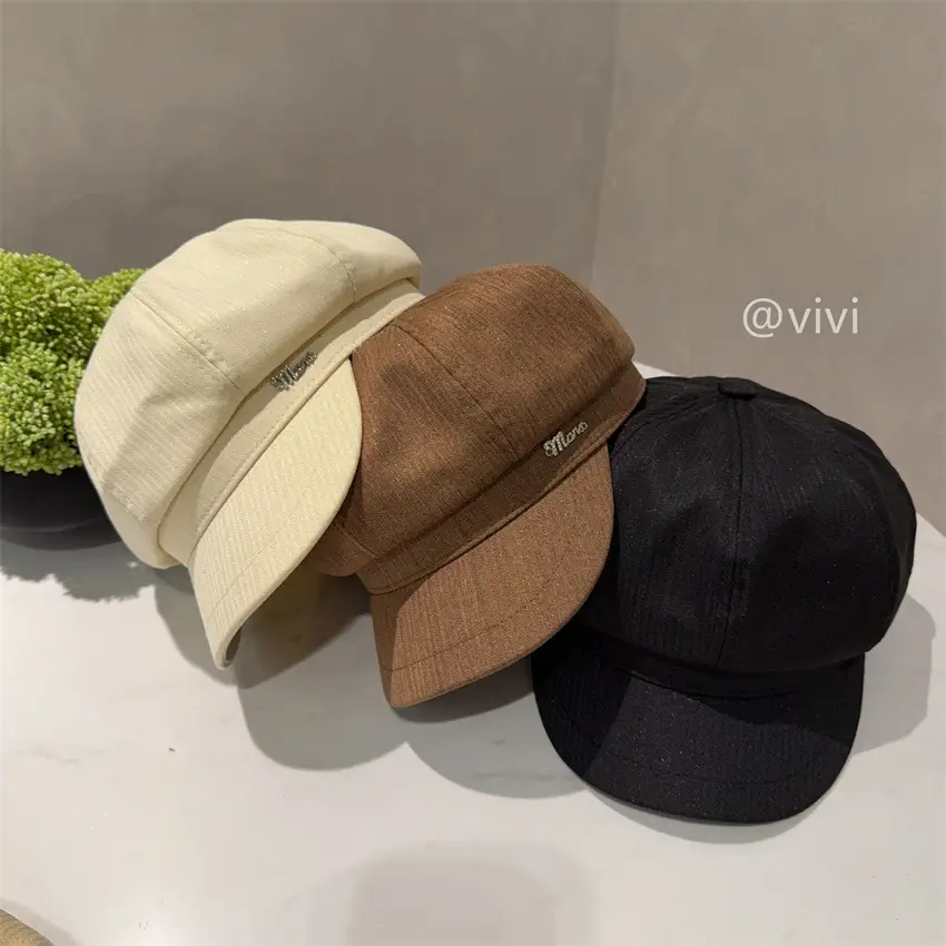 Korean Niche Thin Cap for Women Black Wide Bristle - Image 7