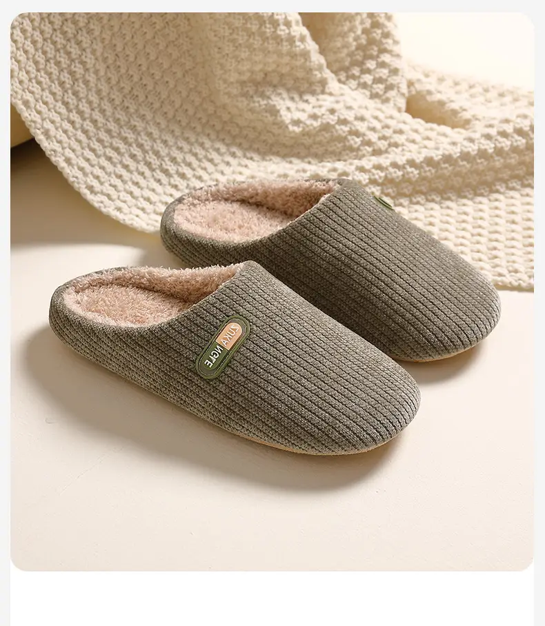 Cixi Cotton Slippers for Men, Spring, Autumn and Winter, Indoor and Home Use, Non-Slip, Warm, Home Couple, Winter Plush, Women — feature 2