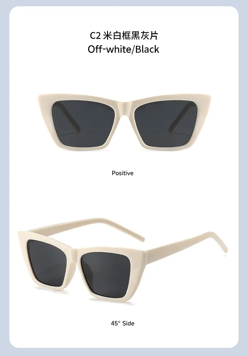 Women Cat-Eye Sunglasses Off-White Black β feature 12