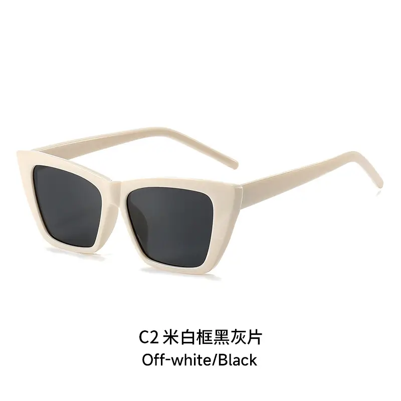 Women Cat-Eye Sunglasses Off-White Black - Image 2
