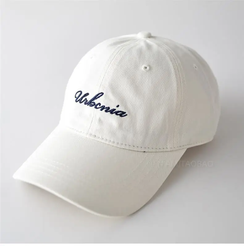 Minimalist Letter Embroidery Baseball Cap Unisex Solid Beige — feature 3