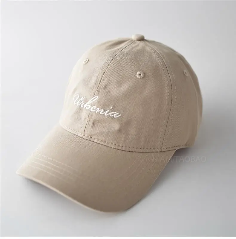 Minimalist Letter Embroidery Baseball Cap Unisex Solid Beige — feature 4