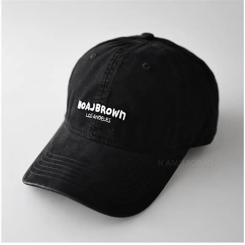 Black Korean Style Letter Embroidery Baseball Cap for Men Women - Image 9