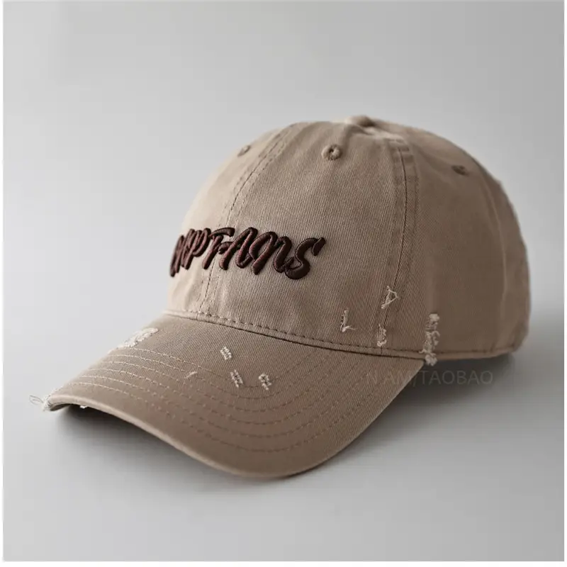 Navy 3D Letter Brim Cap Unisex Distressed