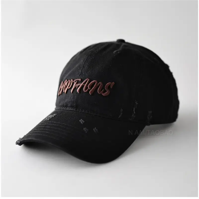 Navy 3D Letter Brim Cap Unisex Distressed