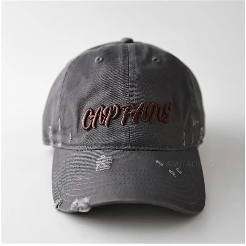 Navy 3D Letter Brim Cap Unisex Distressed