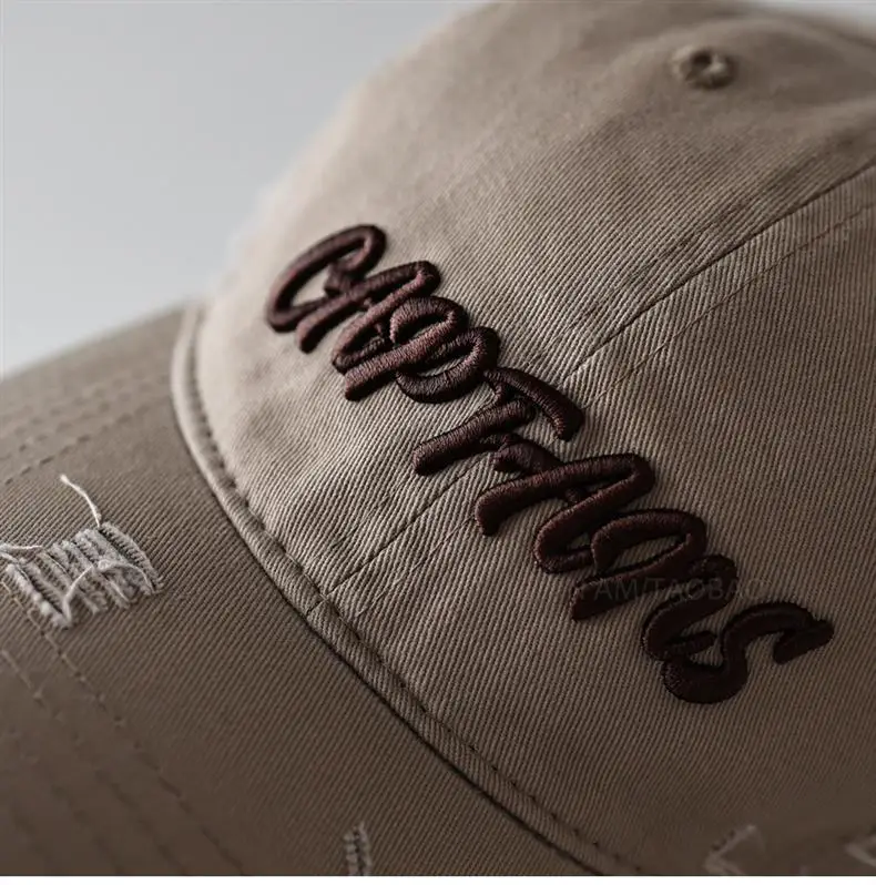 Navy 3D Letter Brim Cap Unisex Distressed — feature 11