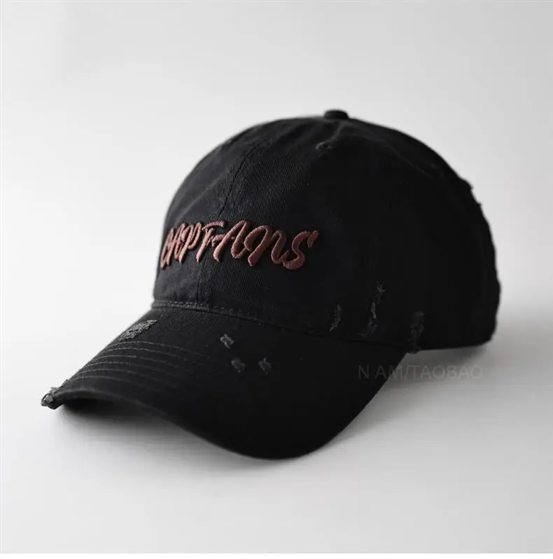 Navy 3D Letter Brim Cap Unisex Distressed — feature 4