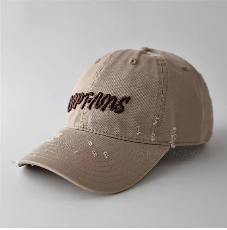Navy 3D Letter Brim Cap Unisex Distressed — feature 5
