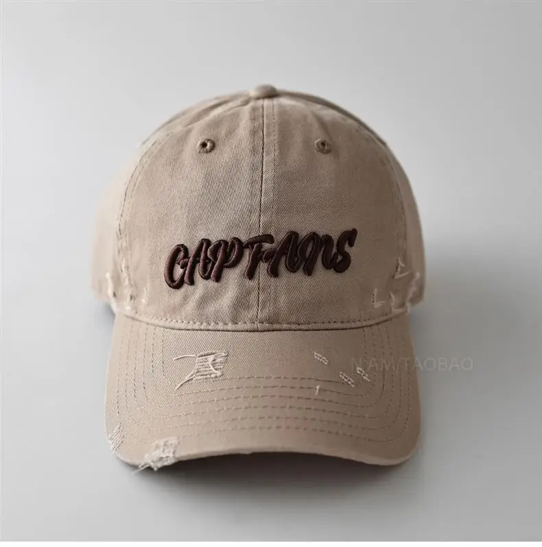 Navy 3D Letter Brim Cap Unisex Distressed — feature 7