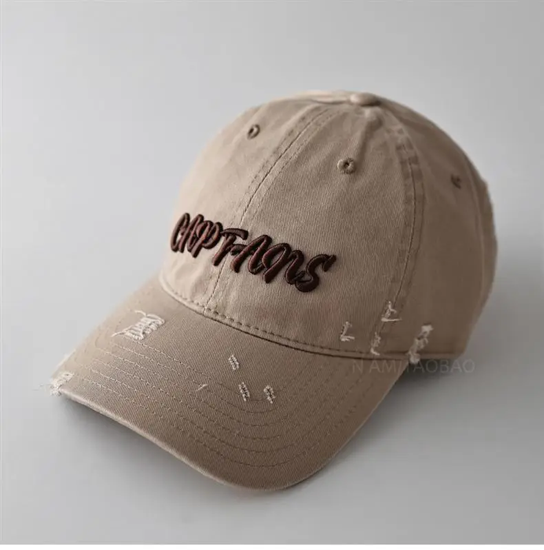 Navy 3D Letter Brim Cap Unisex Distressed — feature 8