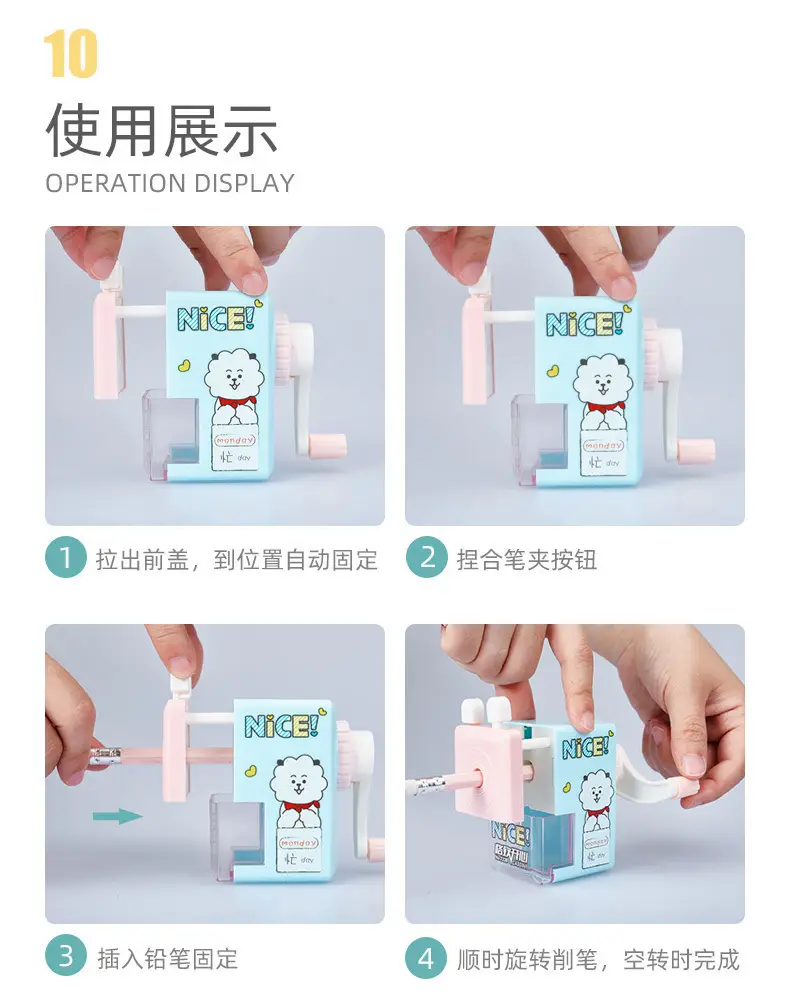 Cartoon Hand-Cranked Pencil Sharpener, Automatic Pencil Sharpener for Primary School Students, Continuous Lead Feeding, Labor-Saving Pencil Sharpener Wholesale — feature 12