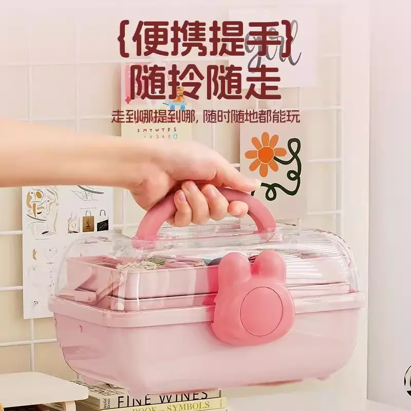 Children's Bow Storage Box, Hair Accessory Storage Box, Girls' Rubber Band and Jewelry Storage Box, Multi-Layer Transparent Jewelry Box