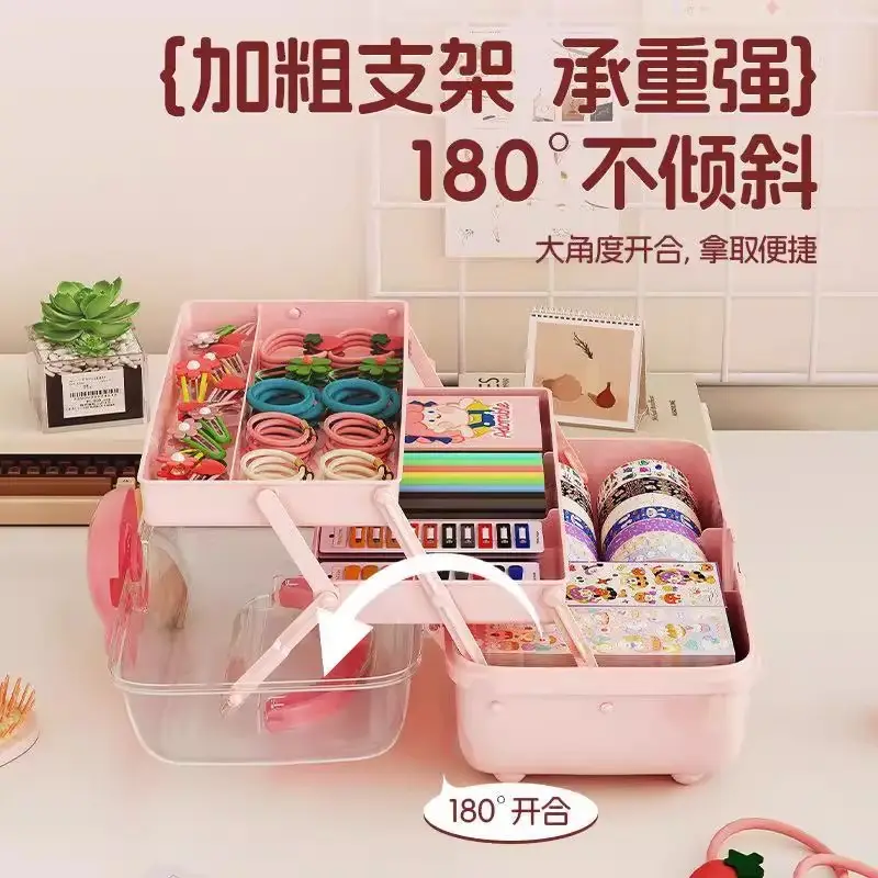 Children's Bow Storage Box, Hair Accessory Storage Box, Girls' Rubber Band and Jewelry Storage Box, Multi-Layer Transparent Jewelry Box