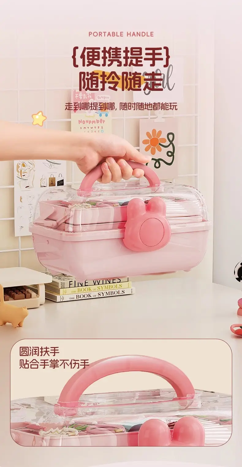 Children's Bow Storage Box, Hair Accessory Storage Box, Girls' Rubber Band and Jewelry Storage Box, Multi-Layer Transparent Jewelry Box — feature 5