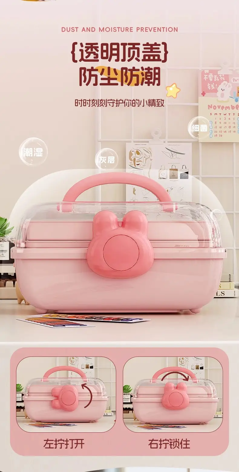 Children's Bow Storage Box, Hair Accessory Storage Box, Girls' Rubber Band and Jewelry Storage Box, Multi-Layer Transparent Jewelry Box — feature 7