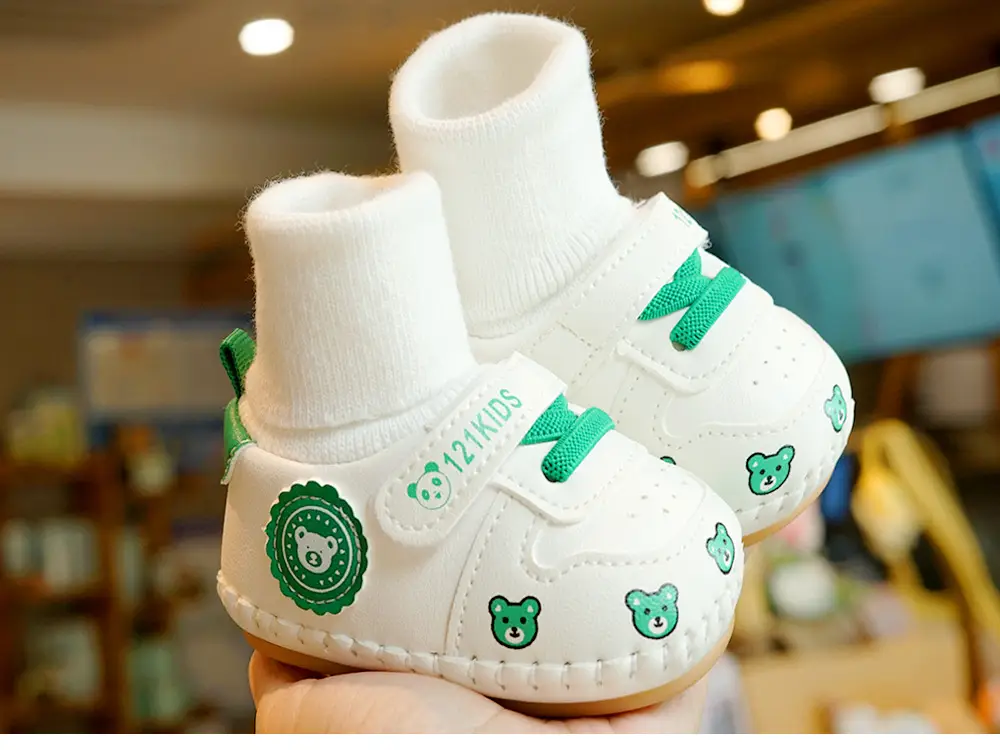 Baby Shoes White Green Newborn Soft Sole 0-1Y — feature 4
