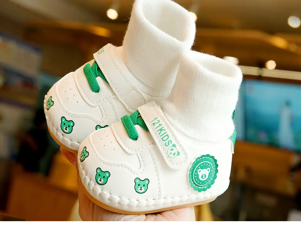 Baby Shoes White Green Newborn Soft Sole 0-1Y — feature 5