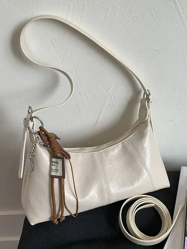 Brown Leather Shoulder Bag for Women Autumn New Niche Design