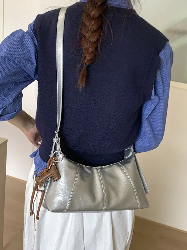 Brown Leather Shoulder Bag for Women Autumn New Niche Design