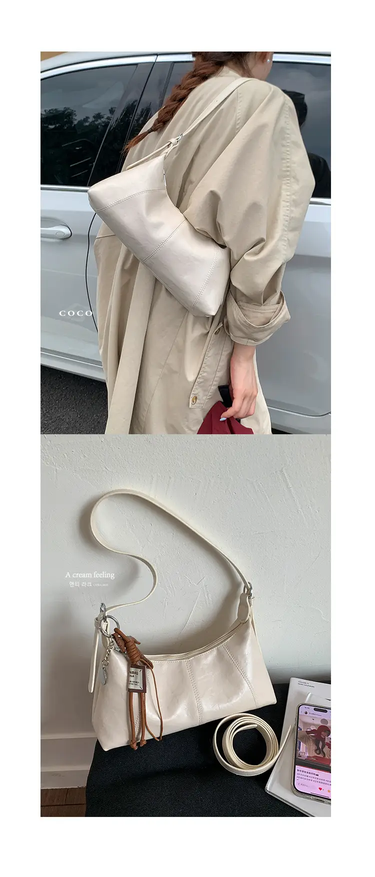 Brown Leather Shoulder Bag for Women Autumn New Niche Design — feature 17