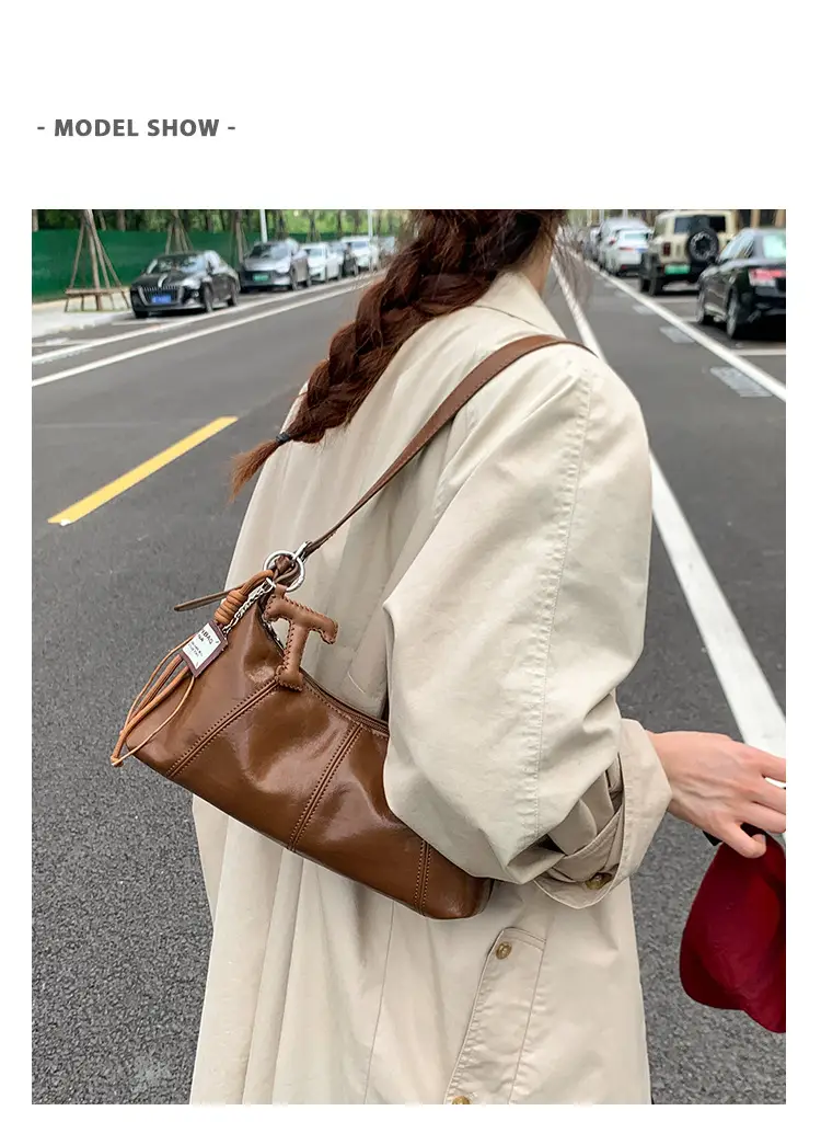 Brown Leather Shoulder Bag for Women Autumn New Niche Design — feature 7