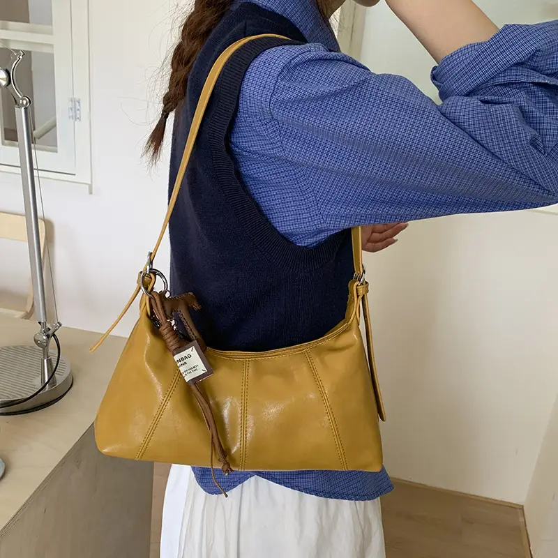 Brown Leather Shoulder Bag for Women Autumn New Niche Design