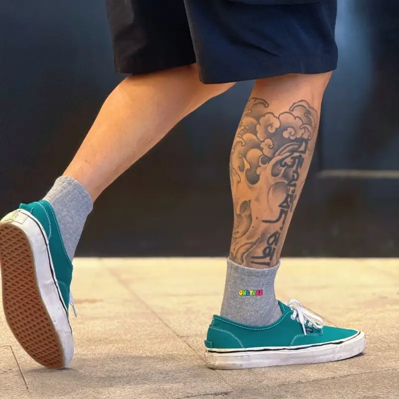 Cityboy Socks Men's Korean Style Ins Trendy Embroider Stylish Colorfulful Letter Accent High Street Skateboarding Sports Mid-Calf Socks