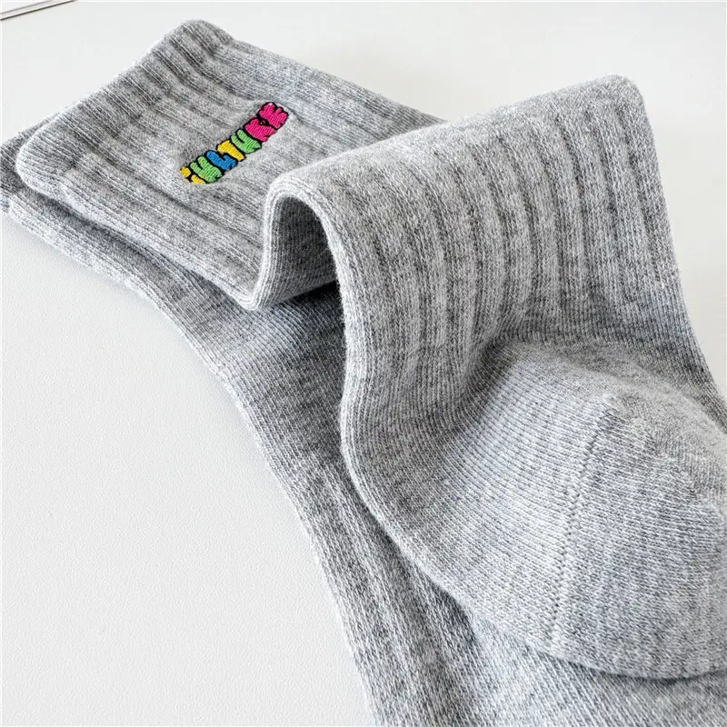 Cityboy Socks Men's Korean Style Ins Trendy Embroider Stylish Colorfulful Letter Accent High Street Skateboarding Sports Mid-Calf Socks — feature 24