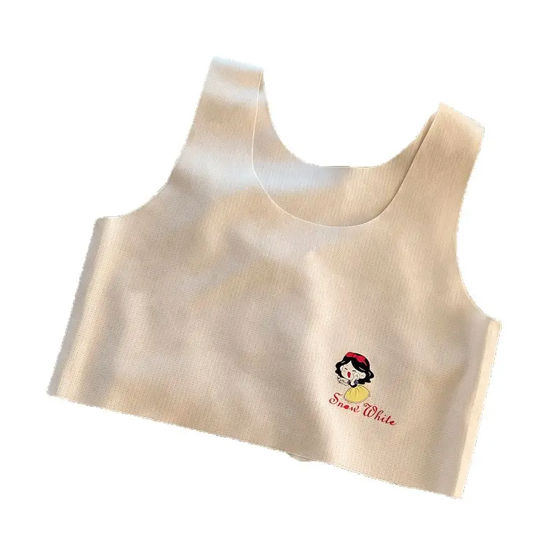 7-14 Year Old Girls Development Period Girls Vest Seamless Ice Silk Kidsren's Intimates Little Girls Primary School Students Summer Thin