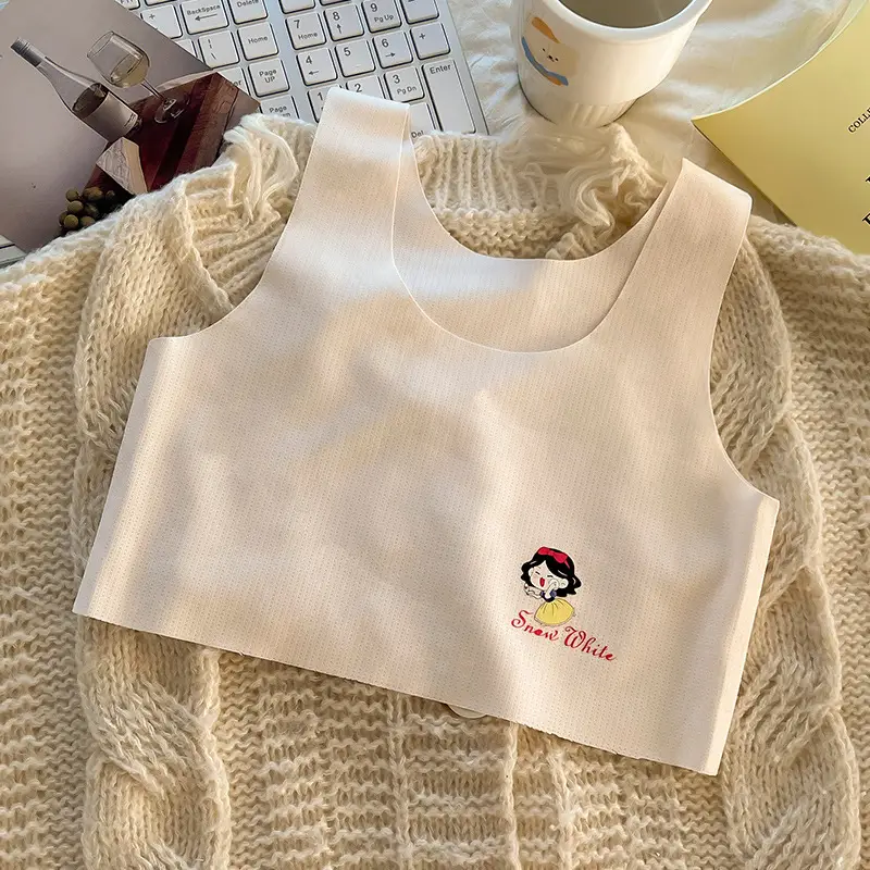 7-14 Year Old Girls Development Period Girls Vest Seamless Ice Silk Kidsren's Intimates Little Girls Primary School Students Summer Thin