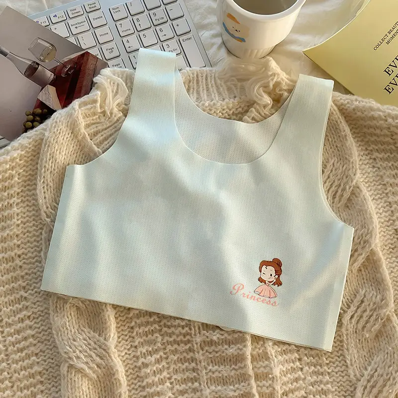 7-14 Year Old Girls Development Period Girls Vest Seamless Ice Silk Kidsren's Intimates Little Girls Primary School Students Summer Thin