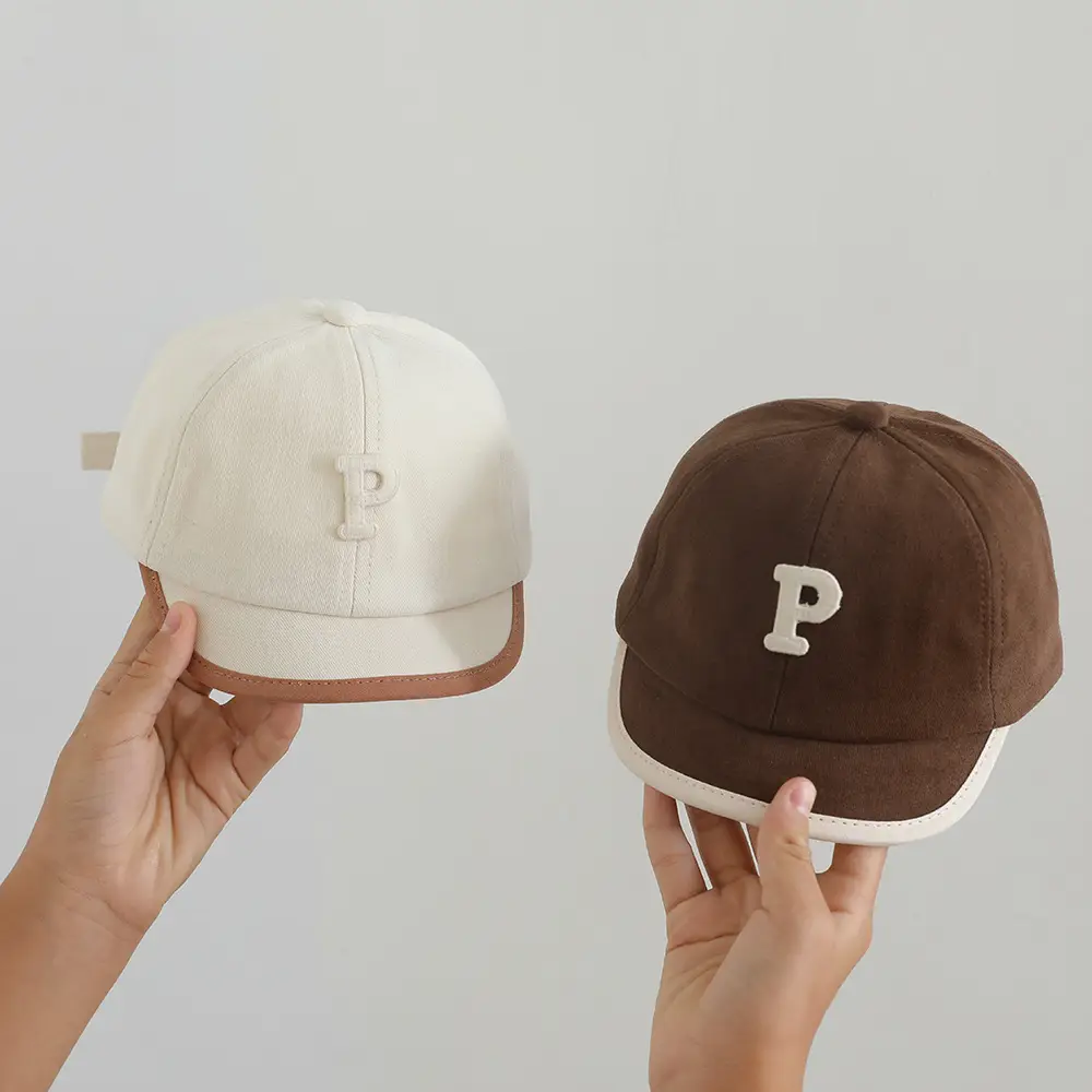 Baby Cap with Letter P Navy Spring Autumn - Image 9