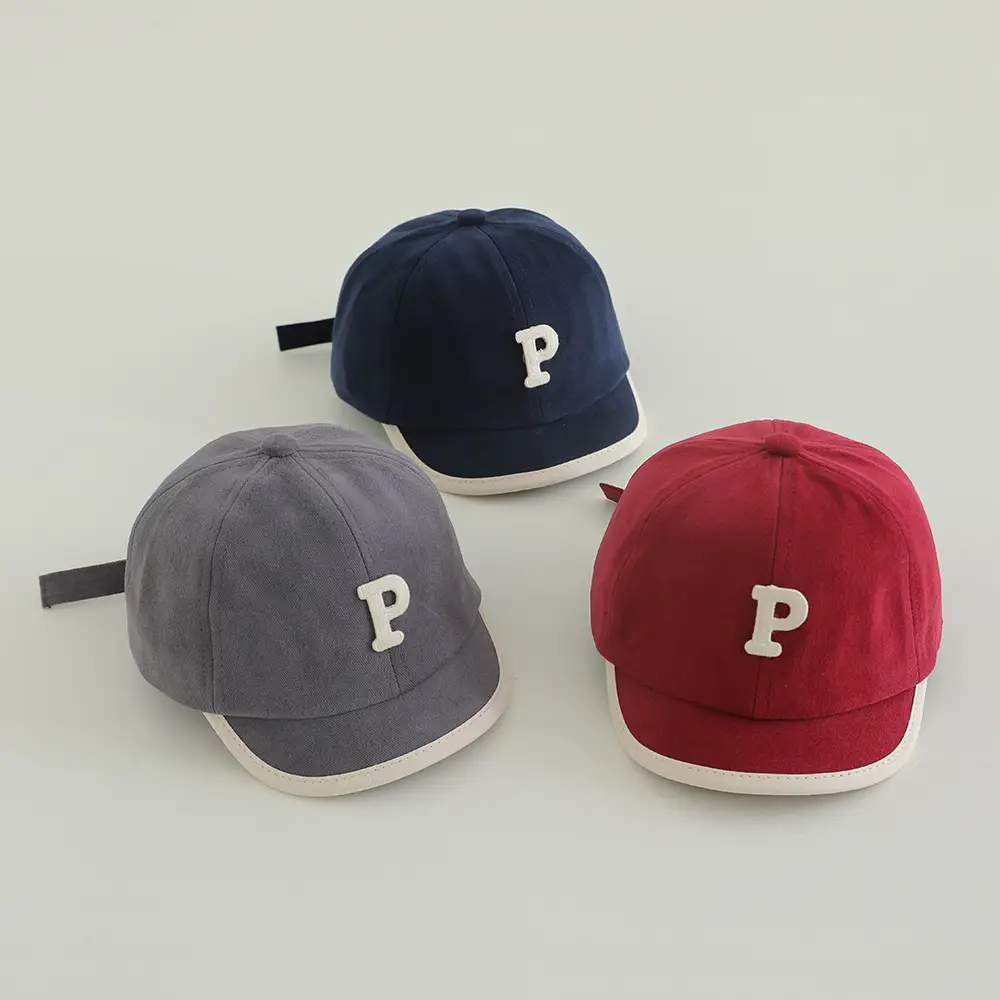 Baby Cap with Letter P Navy Spring Autumn - Image 10