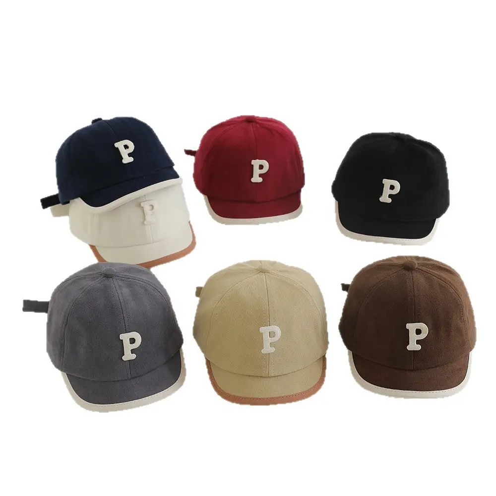 Baby Cap with Letter P Navy Spring Autumn - Image 12