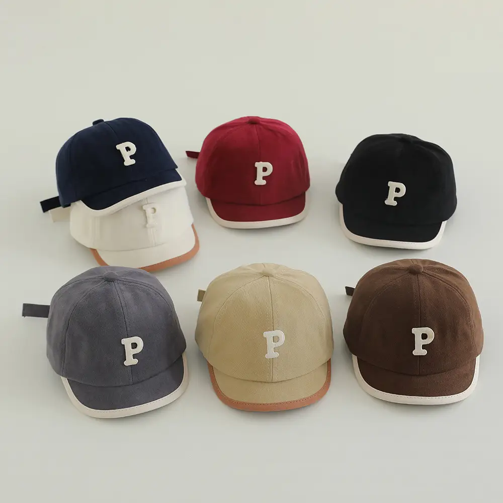 Baby Cap with Letter P Navy Spring Autumn — feature 11