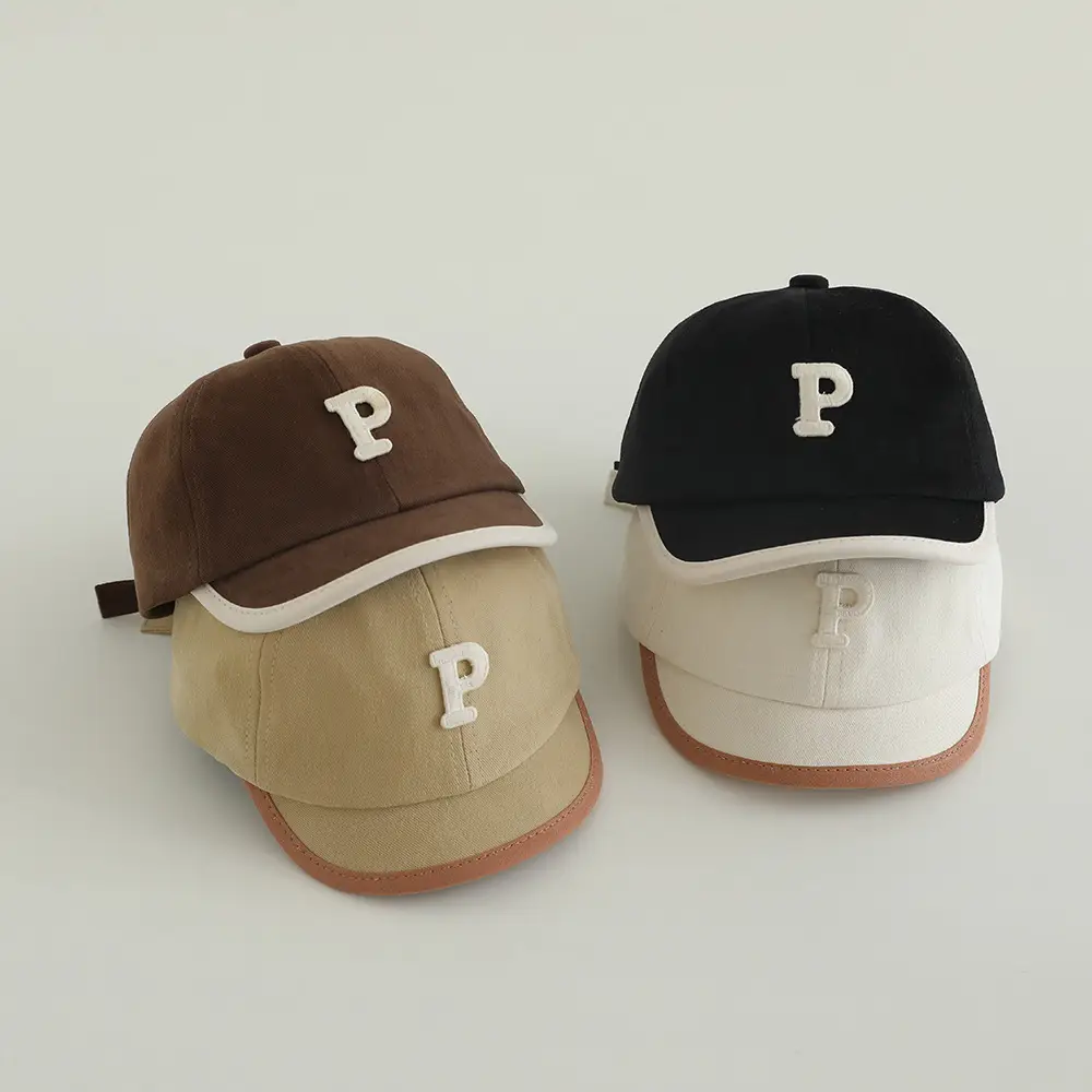 Baby Cap with Letter P Navy Spring Autumn — feature 8
