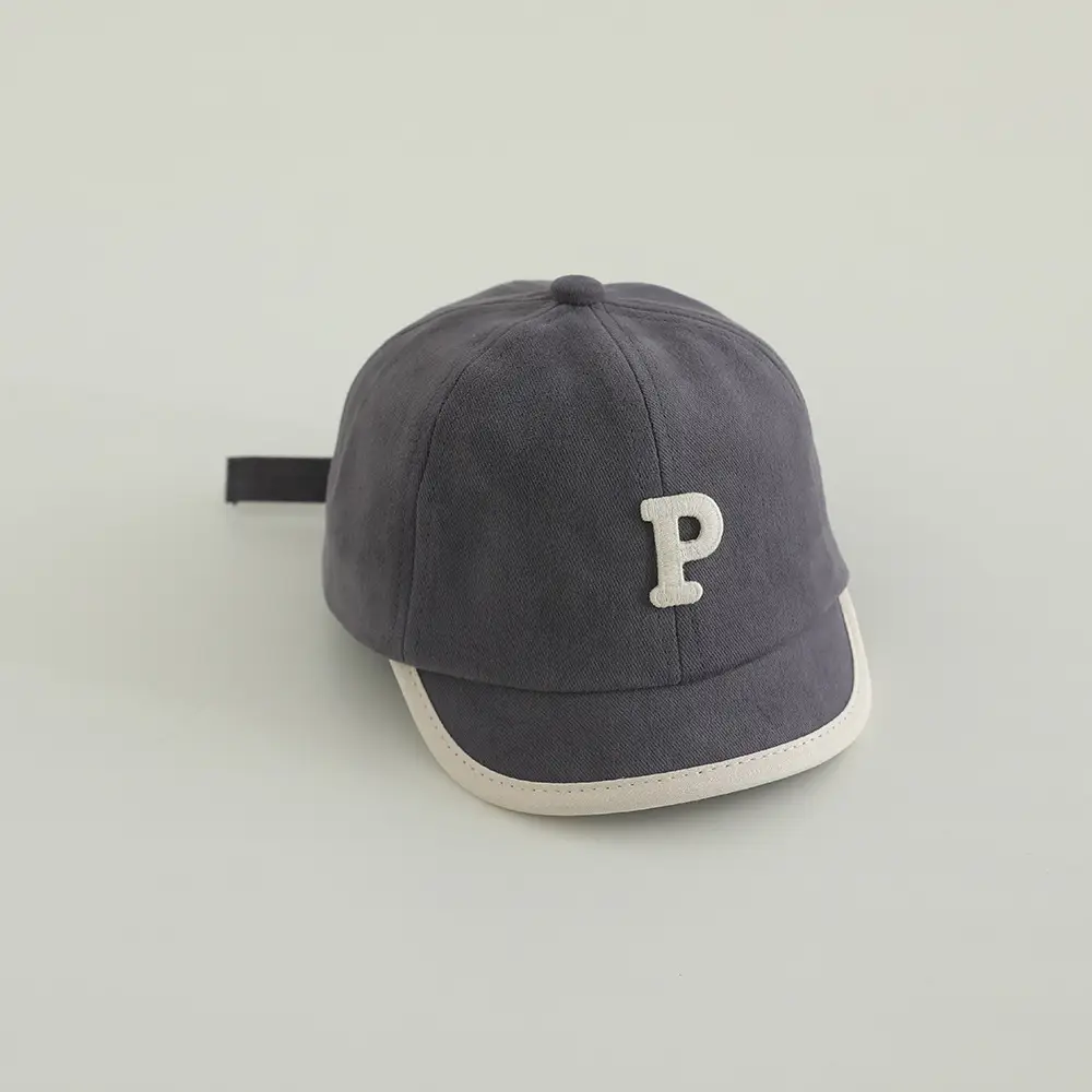Baby Cap with Letter P Navy Spring Autumn - Image 4