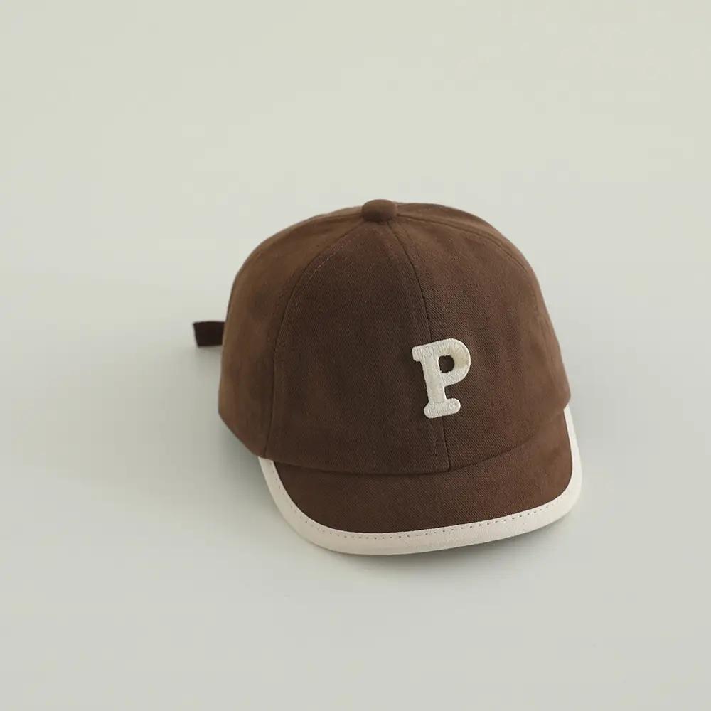 Baby Cap with Letter P Navy Spring Autumn - Image 6