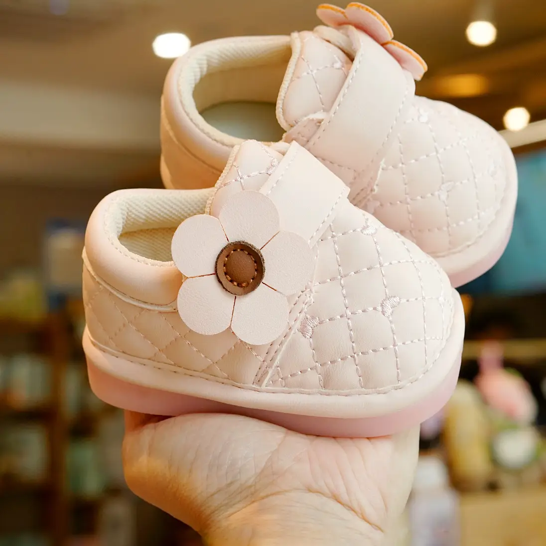 Baby Shoes Pink Floral 1-2Yrs Soft Sole Non-Slip - Image 2